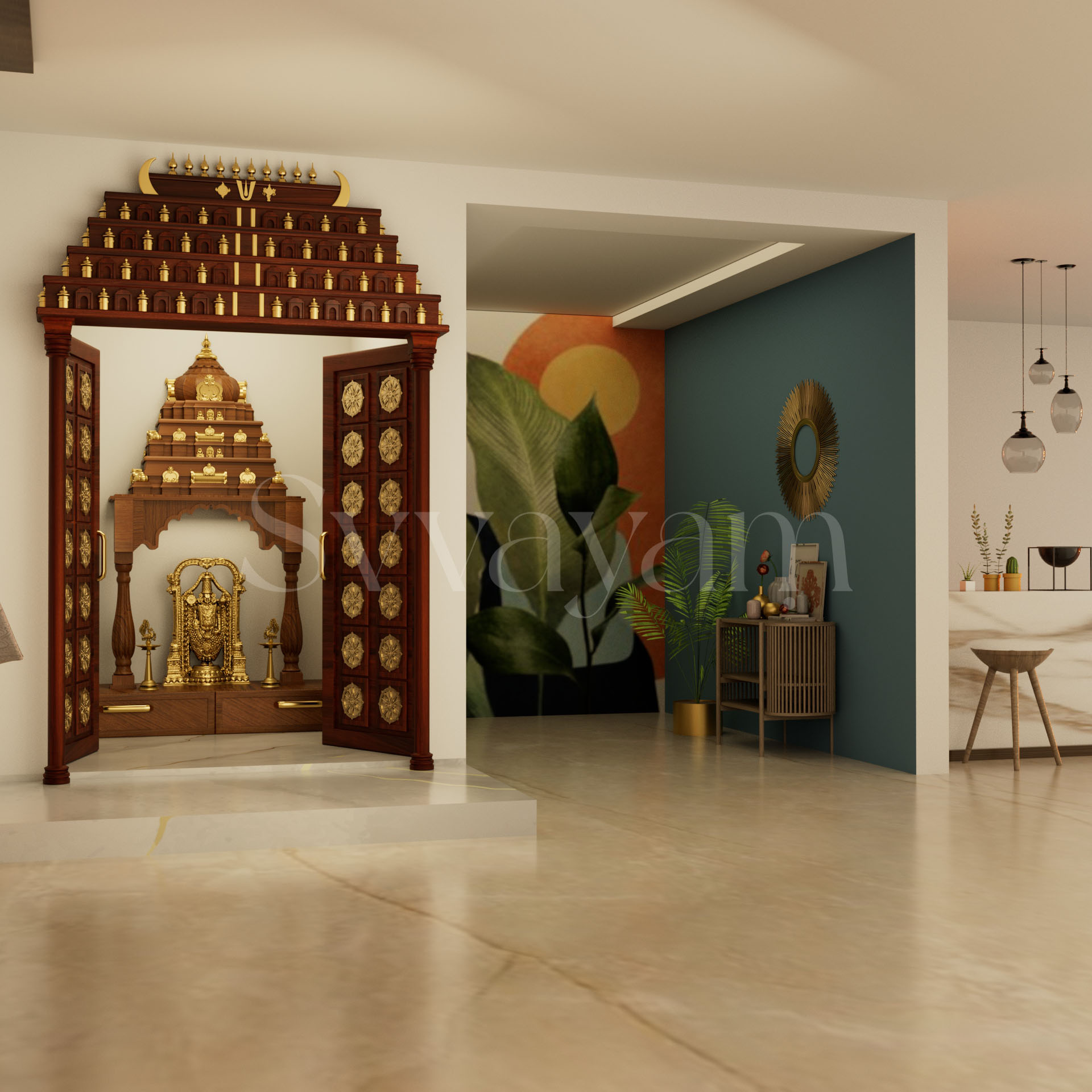 Tirumala Full Pooja Room | Shop Pooja Room, Unit, Doors & Spaces Online