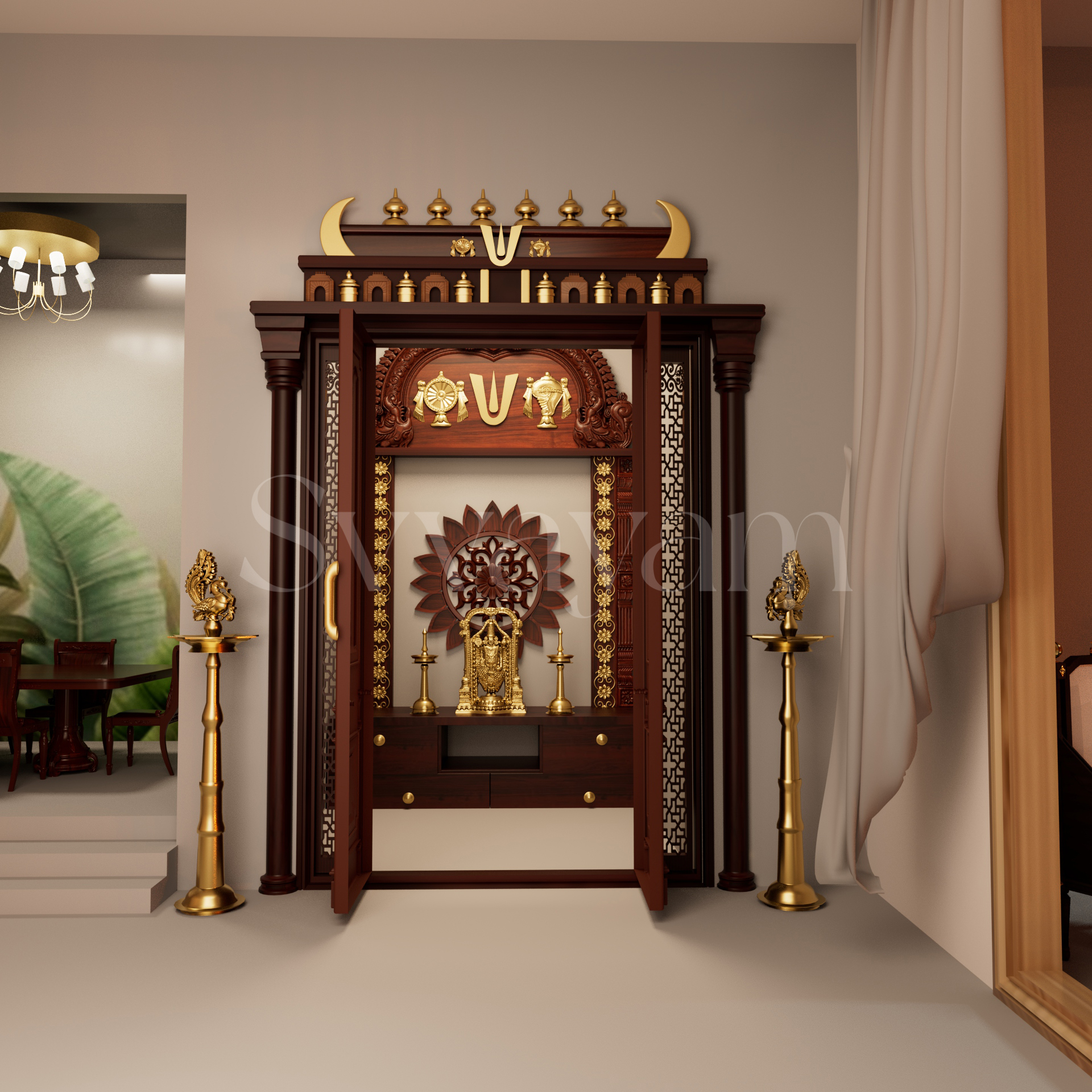 Tirumala Full Pooja Room | Shop Pooja Room, Unit, Doors & Spaces Online